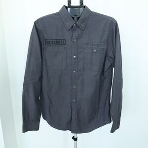 Harley-Davidson Mens Large‎ L Button Down Shirt Gray HDMC Skull Long Sleeve